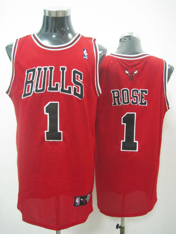 Chicago Bulls Rose Black Red White Jersey